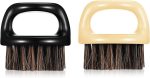 ALMEKAQUZ 2Pcs Beard Brush for Men - Barber Grooming Tool With Round Plastic Handle for All Hair Types, Mustache Styling & Oil Application