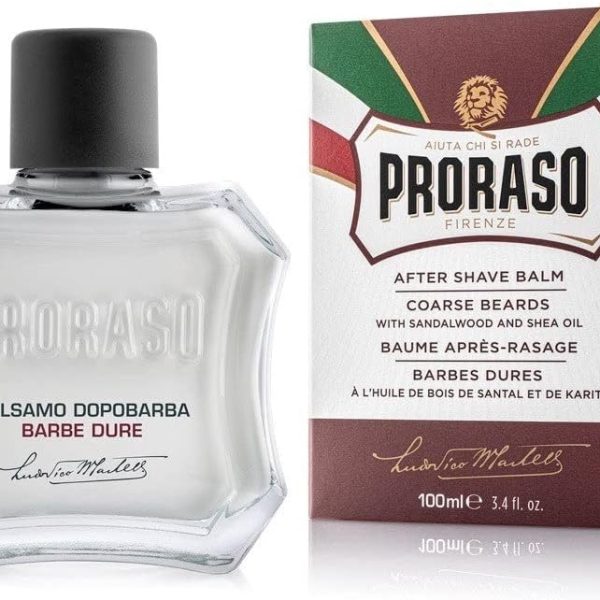 Proraso Proraso After Shave Balm for Men, Nourishing for Coarse Beards, with Sandalwood and Shea Butter, 3.4 fl. oz.