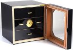 ⁦Smoking Set/Cigar Accessories Cigar Cabinet Humidor With Hygrometer And Humidifier, 3 Layer Drawers, Decent Cigar Box Decorative Box Wauyan⁩ - الصورة ⁦3⁩