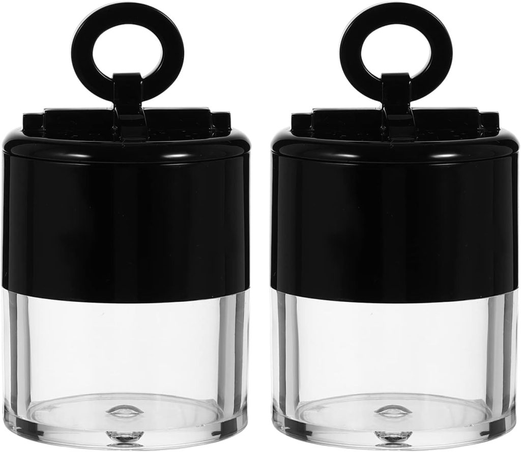 Empty Loose Powder Box, with Powder Puff and Sifter Refillable Plastic Loose Powder Containers DIY Makeup Powder Case Powder Jar for Makeup Face Body Loose Powder, 2 Pack, Black Empty Loose Powder Box