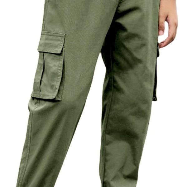 SEAUR Boys Cargo Trousers Kids Elasticated Waist Cotton Joggers Pants Casual Sports Outdoor Trousers Hip Hop Dance Sweatpant with Multi Pockets For 7-16 Years