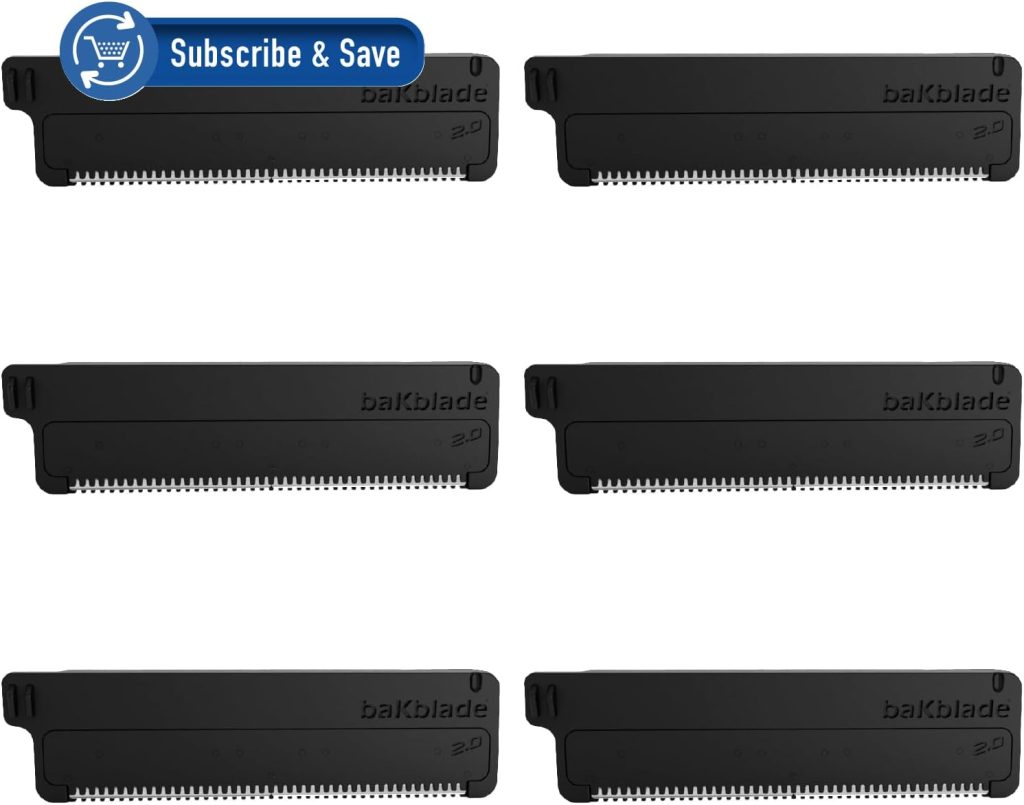 BAKblade 2.0 Refill Cartridges - Back Hair & Body Shaver Refill Replacement Cartridges. 4ââ‚¬Â Extra-Wide Wet or Dry Disposable Razor Blades (6-Pack)