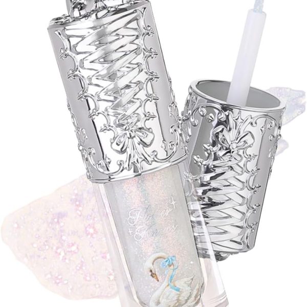 Flower Knows Swan Ballet Liquid Eyeshadow Pearl Fine Glitter, Long-Lasting, Quick Dry, Shimmer Dust, Skins Eyeshadow, 4g (04 Perfect Blossom)