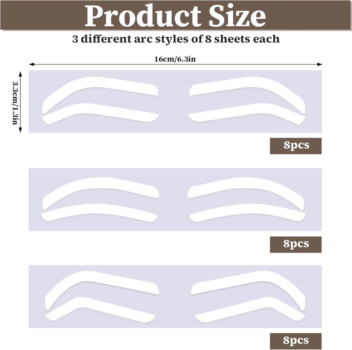⁦24Pairs Eyebrow Stencil Stickers Disposable, Adhesive Eye Brow Stencils for Women, Airbrush Eyebrow Stencils, Mapping Guides Brow Template for Tinting Makeup, 3Shapes Eyebrow Tape Stripsf⁩ - الصورة ⁦7⁩