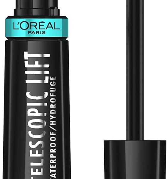 L’Oréal Paris Cosmetics Telescopic Lift Waterproof Mascara, Lengthening and Volumizing Eye Makeup, Lash Lift with Up to 36HR Wear, Black, 0.33 Fl Oz