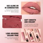 ⁦Azonee Matte Velvet Lipstick Set, 3 in 1 Lip Liner, Lip Gloss, and Lipstick Combo, Waterproof Long-Lasting Lip Makeup, Great Gift (#02+04+06)⁩ - الصورة ⁦4⁩