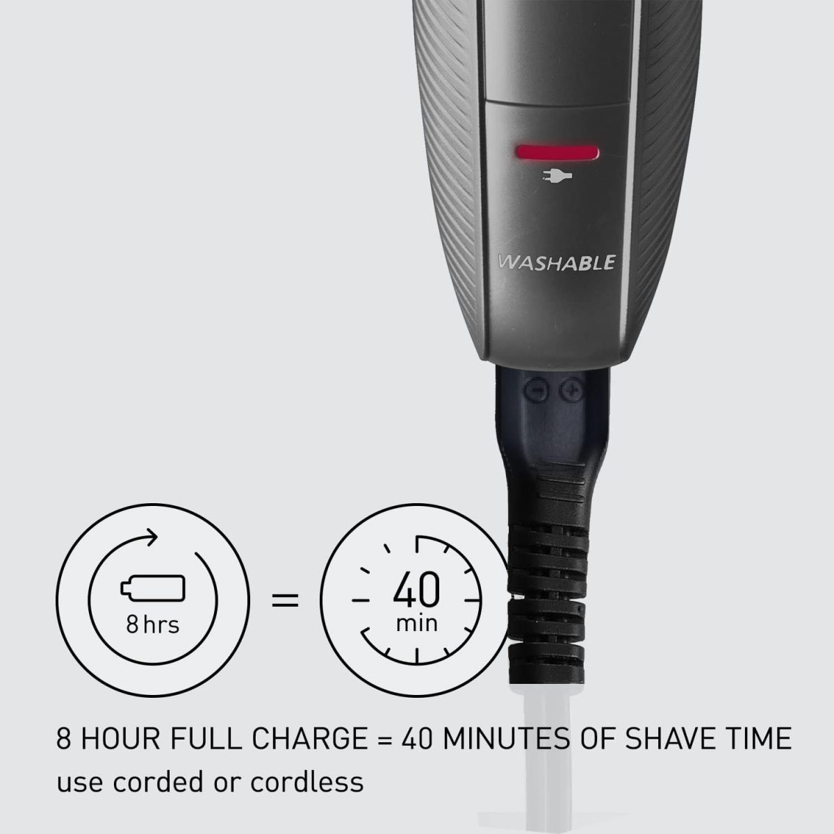⁦Panasonic Performance Hair Clippers with 2 Attachments and Adjustable Length Settings, Corded or Cordless Trimmer for Hair and Beard - ER-GC63-H (Silver)⁩ - الصورة ⁦8⁩