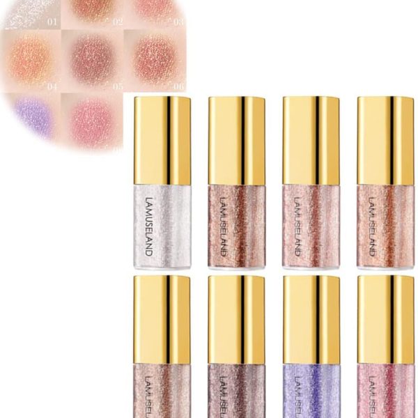Azonee Liquid Glitter Eyeshadow, 8Pcs/Set Waterproof Long Lasting Glitter Eyeshadow, Great Gift for Women and Girls, Highly Pigmented and Easy to Apply