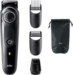 ⁦Braun BT3440 Beard Trimmer 3 With Precision Wheel, 4 Styling tools, 80 mins Runtime, Precise Styling at home, 40 length Settings - Black⁩ - الصورة ⁦9⁩