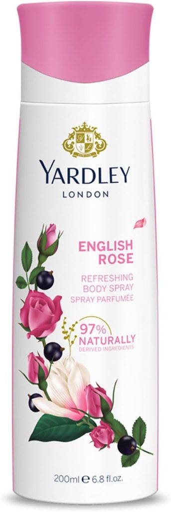 Yardley London English Rose Body Spray For Women, Enchanting Floral Fragrance, With Rose, Tea Accord And Bergamot, 200 Ml