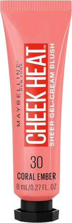 Maybelline Cheek Heat Gel-Cream Blush Makeup, Lightweight, Breathable Feel, Sheer Flush Of Color, Natural-Looking, Dewy Finish, Oil-Free, Coral Ember, 0.27 Fl Oz