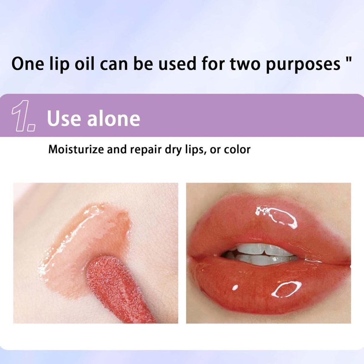 ⁦Excefore Hydrating Lip Oil Plumping Lip Tint Moisturizing Lip Gloss, Plump Lip Gloss Lip Care Transparent Toot Lip Oil Tinted, Glass Lip Glow Oil Fresh Texture, Long Lasting Nourishing Lip Glow⁩ - الصورة ⁦6⁩