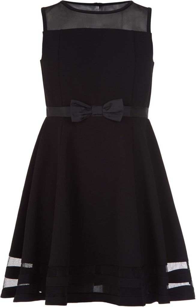 Calvin Klein Girls Sleeveless Party Dress, Fit and Flare Silhouette, Round Neckline & Back Zip Closure Special Occasion Dress