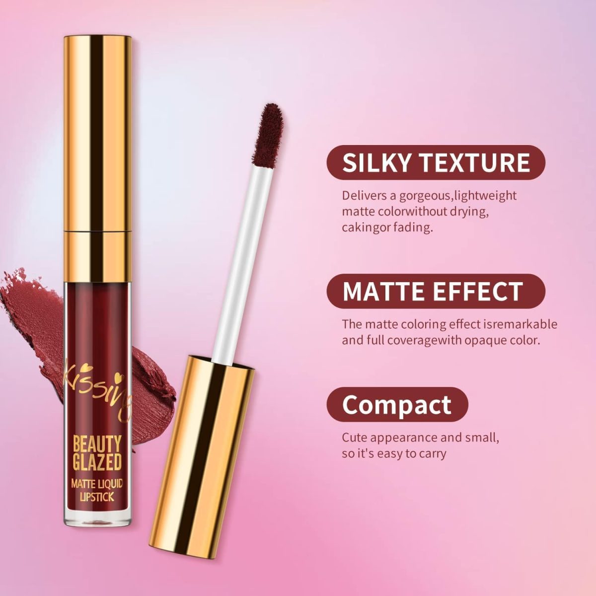 ⁦Excefore Matte Liquid Lipstick Set, 6PCS Excellent Long Lasting & Waterproof Sweatproof Summer Proof Lip Gloss, Beauty Cosmetics Makeup Set, Lightweight Professional Moisturizing Makeup Lips Gift Kit⁩ - الصورة ⁦8⁩