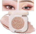 SWIUKPHE Single Nude Shimmer Eyeshadow, Bright High Pigment Intense Monochrome Eye Shadow, Apply Makeup Easily, Glitter Pressed Powder Eyeshadow, Matte Pressed Powder Eyeshadow(Moonstone)
