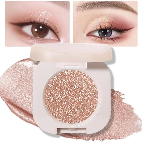 SWIUKPHE Single Nude Shimmer Eyeshadow, Bright High Pigment Intense Monochrome Eye Shadow, Apply Makeup Easily, Glitter Pressed Powder Eyeshadow, Matte Pressed Powder Eyeshadow(Moonstone)