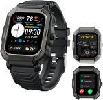 DMG TECH 1.85" Smart Watches for Men with Bluetooth Call (Answer/Make Call),New Fitness Tracker, IP68 Waterproof Military Smart Watches with Heart Rate, Blood Oxygen and Sleep Monitor (Black)