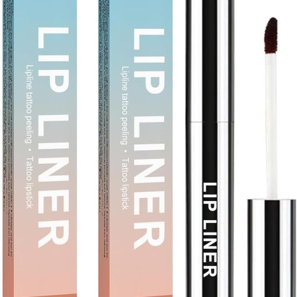 SWIUKPHE Peel Off Lip Liner Tattoo, Lip Stain Peel Off, Non-stick Cup Liquid Lip Liner Matte Finish Lip Makeup, Long Lasting Waterproof (Light Brown, 2Pcs)