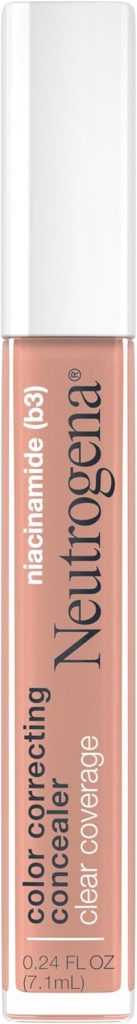 Neutrogena Clear Coverage Color Correcting Concealer Makeup, Lightweight Concealer with Niacinamide for Dark Spots, Oil-, Fragrance-, Paraben- & Phthalate-Free, Peach, 0.24 fl. oz