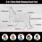 ⁦2 Pack Beard Shaping Styling and Haircut Tools for Men: Perfect for Men for Hairline Line-up, Edging - Stencil/Template for Trimming, Mustache, Goatee, Neckline, Great Gift, Black +Transparent⁩ - الصورة ⁦7⁩