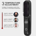 ⁦Beard Straightener for Men, Anti-Scald Heated Beard Brush, Portable Cordless Hair Straightener, Electric Hot Comb 3 Temp Settings, Ionic Mini Straightener for Home and Travel⁩ - الصورة ⁦2⁩