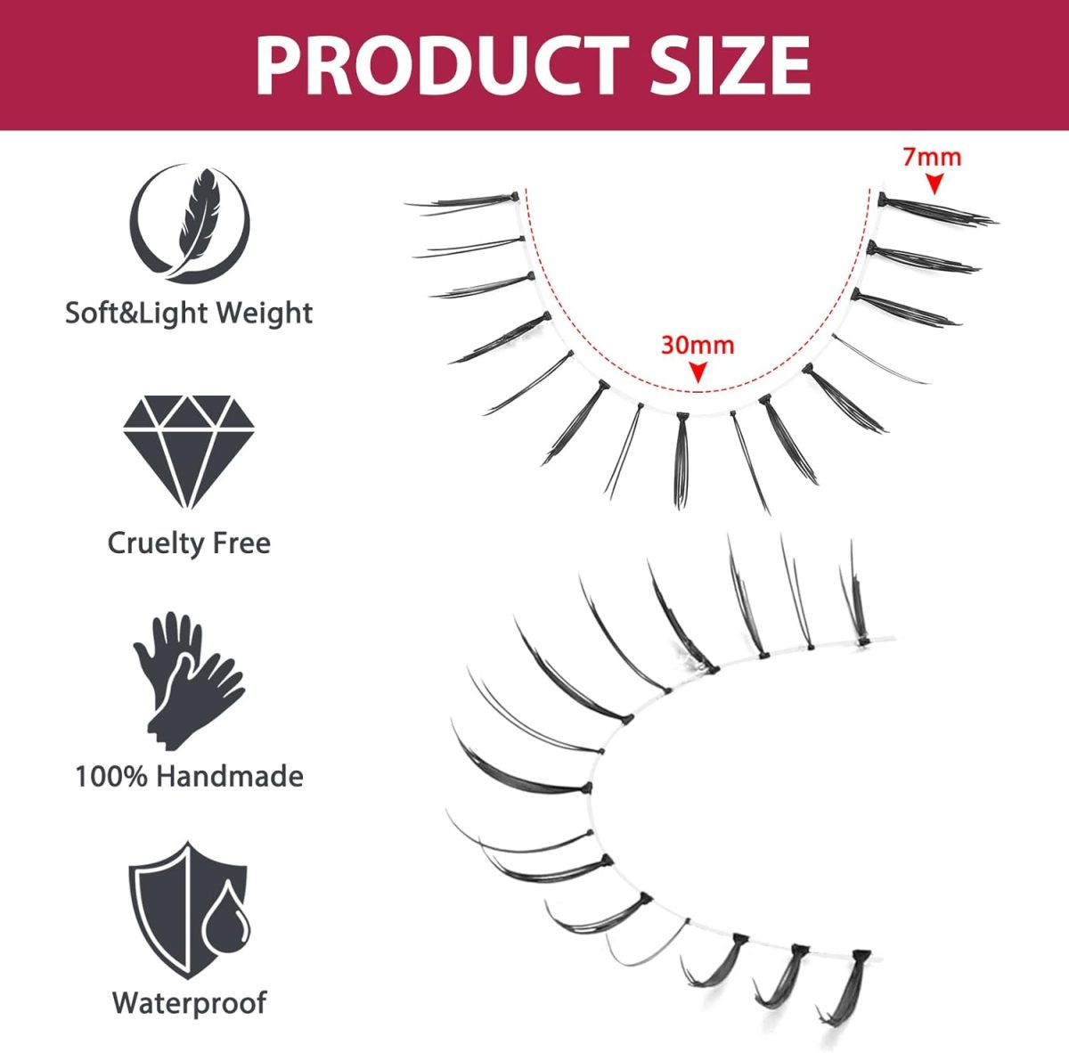 ⁦outopen 7 Pairs Bottom Lashes Japanese Manga Style False Eyelashes Soft Clear Band Strips False Eyelashes Natural Look Lower Lashes Reusable (A09)⁩ - الصورة ⁦2⁩