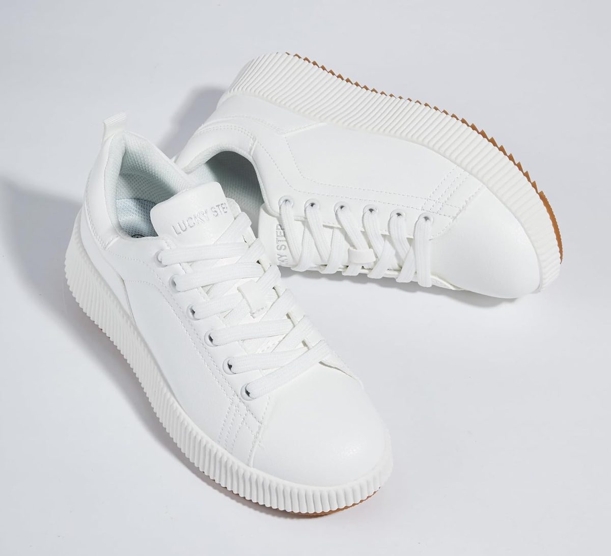 ⁦LUCKY STEP Women's Platform Sneakers Rhinestone Fashion Chunky Casual Sparkly Retro Braided Walking Shoes⁩ - الصورة ⁦5⁩