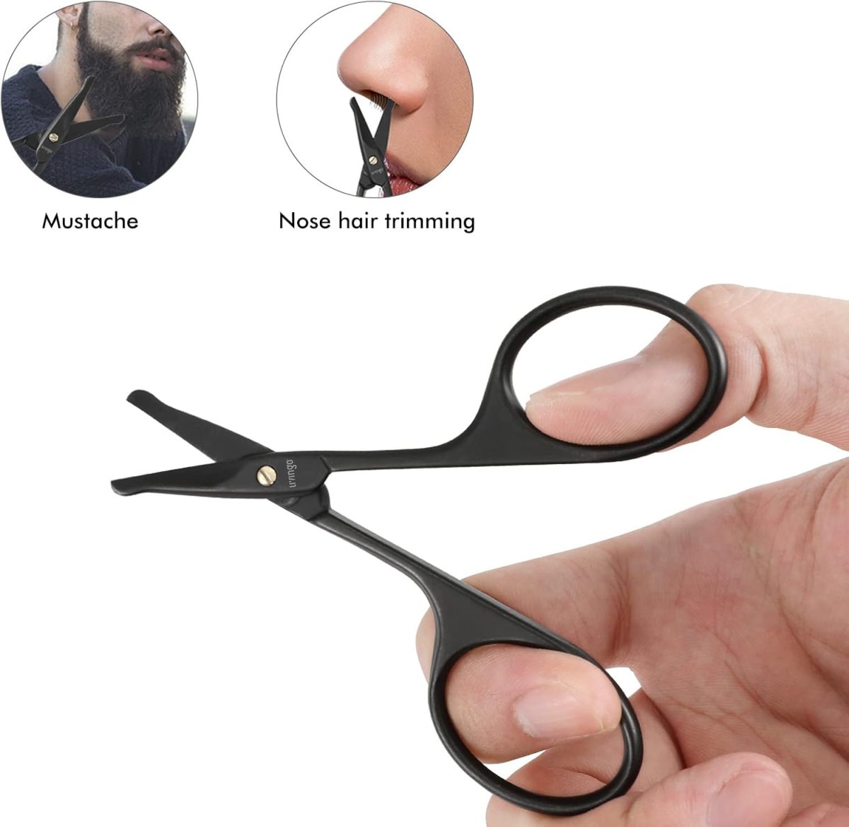 ⁦LIVINGO Nose Scissors, Round Tip Stainless Steel Nostril Scissors, Beard Scissors, Mustache, Nose Hair and Ear Scissors 9.5cm⁩ - الصورة ⁦7⁩