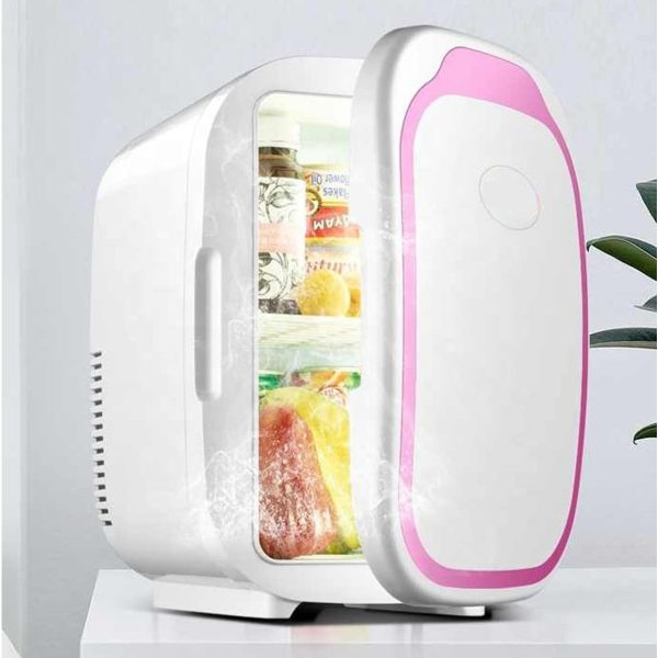 Tazweeq Mini Makeup Fridge, 6L Portable Cooler and Warmer Personal Refrigerator for Skin Care, Cosmetics, Beverage, Food, Great for Home, Office, Car (Pink)