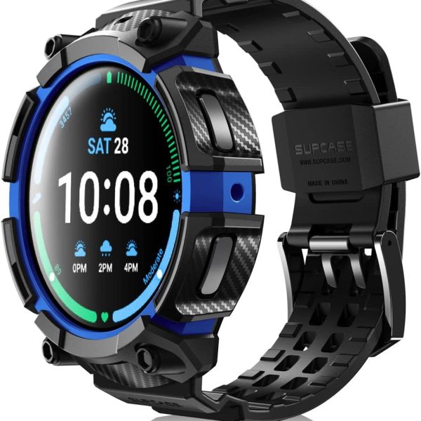 SUPCASE [Unicorn Beetle Pro Series] Case for Galaxy Watch 5 Pro 45mm (2022 Release), Rugged Protective Case with Strap Bands - Dark Blue