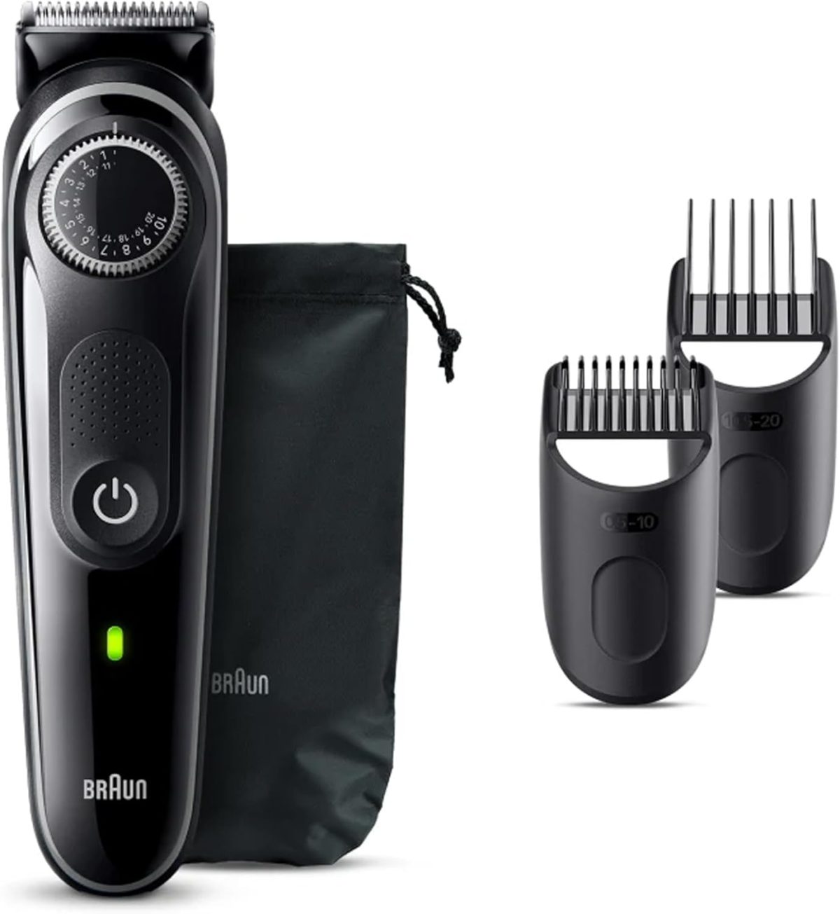 ⁦Braun BT3440 Beard Trimmer 3 With Precision Wheel, 4 Styling tools, 80 mins Runtime, Precise Styling at home, 40 length Settings - Black⁩ - الصورة ⁦2⁩