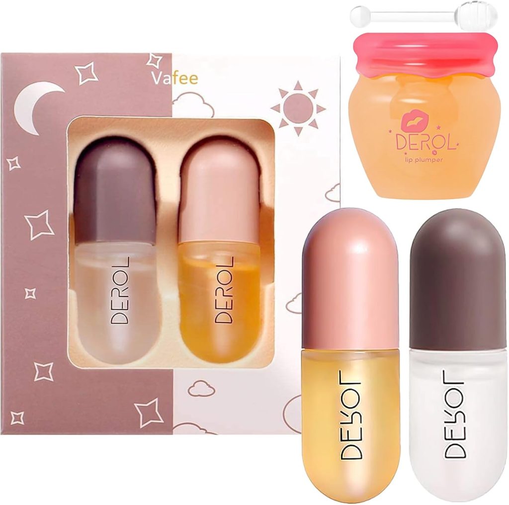 QJFHURB Lip Booster Plumping Lip Gloss 3 Pieces Lip Plumper Extreme Volume Lip Gloss Volume Booster Lips OL Lip Booster for Fuller Lips Lip Filler Honeypot Lip Care Serum Kit Natural Durable