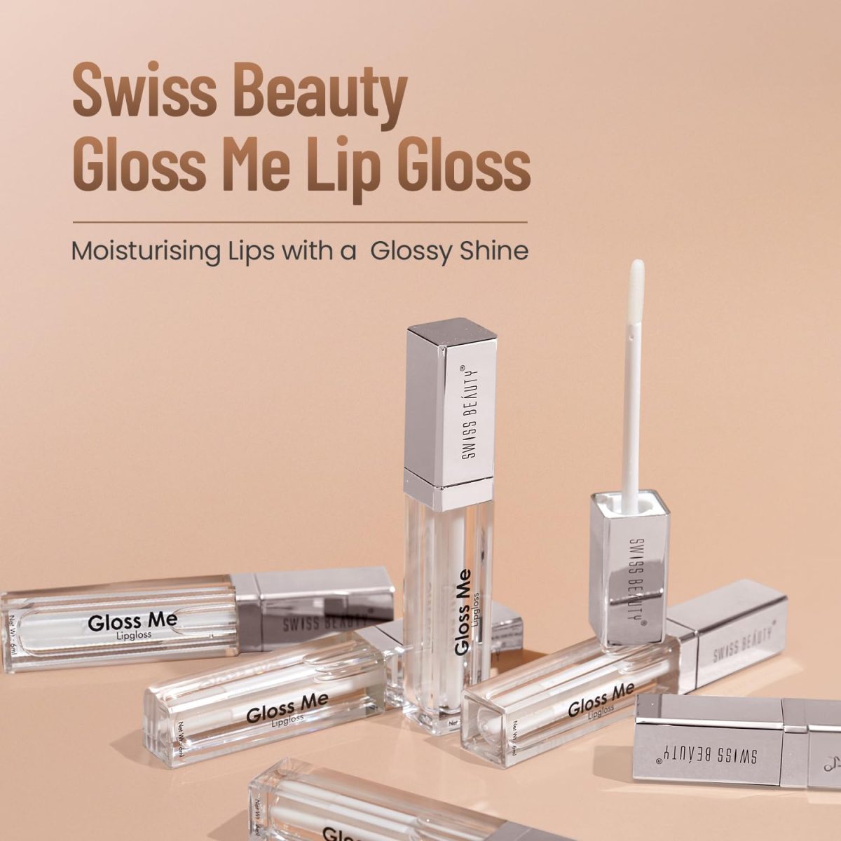 ⁦SWISS BEAUTY Metallic Gloss Me Lip Gloss | Lightweight,Non Sticky and Hydrating Lip Gloss| White, 6Ml⁩ - الصورة ⁦2⁩