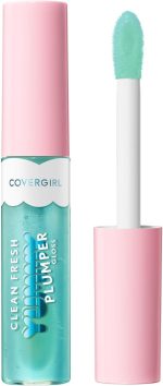 Covergirl Clean Fresh Yummy Plumper Lip Gloss, 800 Minter Is Coming, Plumper Gloss, Shiny, Vegan Formula, Easy to Apply, Minty Flavor, 0.33oz