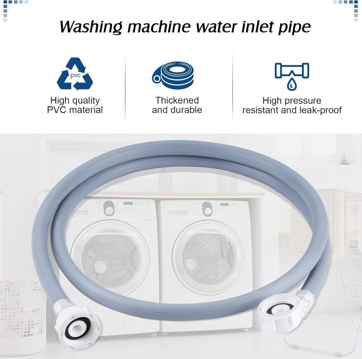 ⁦Lonimia Premium Quality Extra Long Universal Washing Machine/Dishwasher Inlet Fill Hose 2.5 Metre,Adapter For Fully Automatic Washing Machine,Reliable Dishwasher Explosion-proof Extension Tube⁩ - الصورة ⁦5⁩