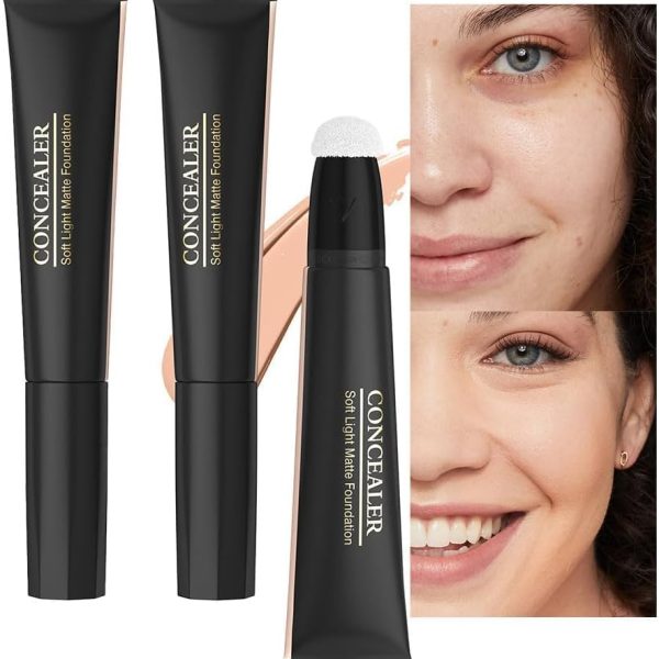 SWIUKPHE Concealer Serum, 2Pcs Full-Coverage Concealer Liquid Foundation, Complexion Under Concealer and Serum, Eye Concealer Foundation Kit, Eye Ring Corrector for Dark Circles and Puffiness
