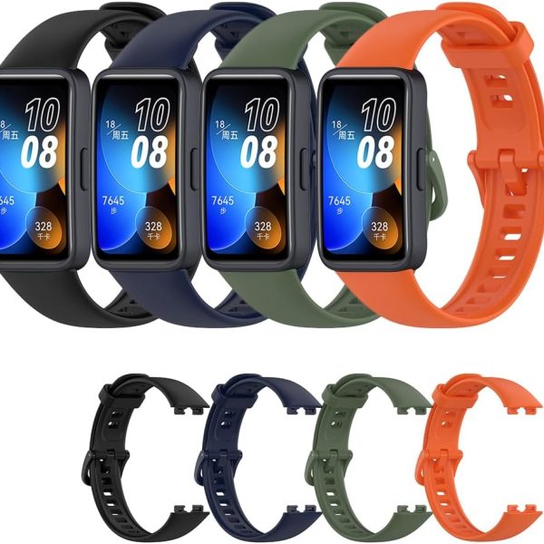4Pcs Silicone Strap for Huawei Band 8 Replacement Belt Watchband for Huawei Band 8 WristBand Bracelet