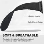 ⁦Excefore Magnetic Leather Watch Band for Apple Watch - Compatible with 49mm 45mm 44mm 42mm, Genuine Leather Strap with Magnetic Buckle, Fits for Apple Watch Ultra 9 8 7 Series - Black⁩ - الصورة ⁦4⁩