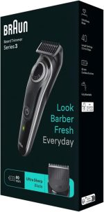 ⁦Braun BT3440 Beard Trimmer 3 With Precision Wheel, 4 Styling tools, 80 mins Runtime, Precise Styling at home, 40 length Settings - Black⁩ - الصورة ⁦10⁩