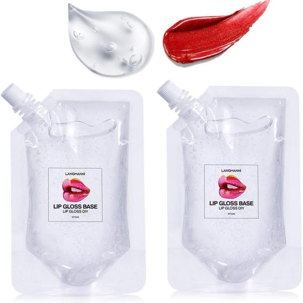 2Pack DIY Homemade Moisturizing Lip Gloss Base, Lip Makeup Primer Basic Lipstick Material, Natural Non-stick Clear Lip Gloss Base Making Lip Gloss Supplies (2Pack 100ml)