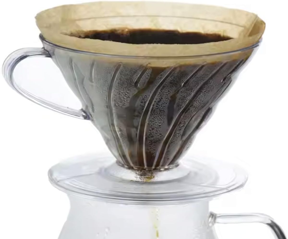 ⁦SHAR V60 Plastic Dripper, Reusable Coffee Pour-Over Filter, Heavy-Duty, Lightweight, Eco-Friendly, Suitable for All Mugs and Cups, Slow Brewing Cone for Complete Flavor Extraction (Plastic 01) 1-2⁩ - الصورة ⁦3⁩
