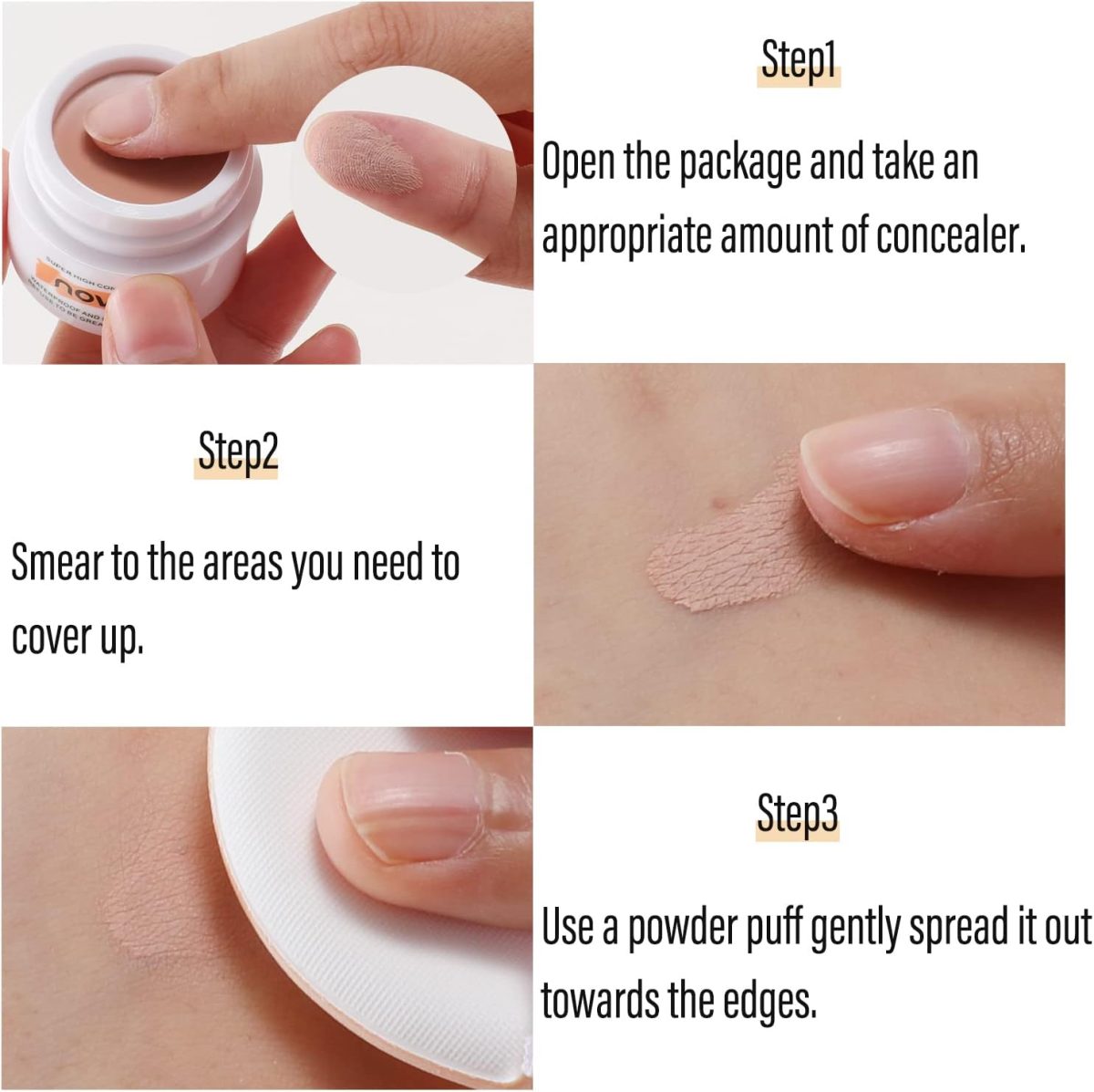⁦Boobeen Concealer Cream Tattoo Cover Up Makeup - Tattoo Concealer Waterproof Full Coverage Cover Creme Skin Concealer, Natural & Beige⁩ - الصورة ⁦2⁩
