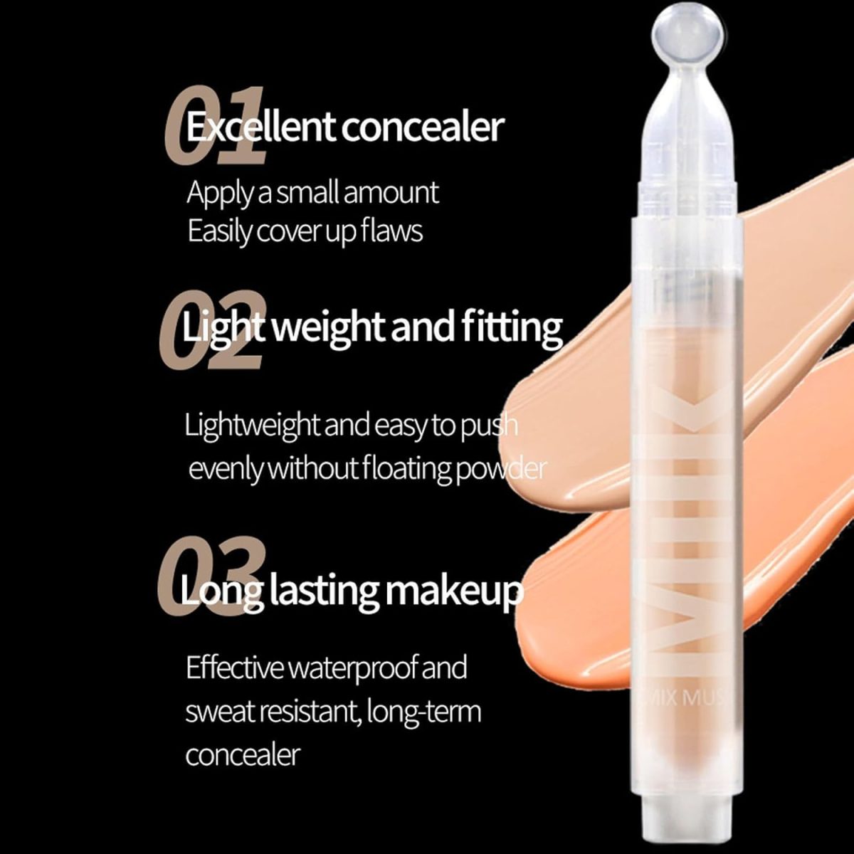 ⁦NALACAL Correcting Concealer Stick, 2Pcs Multi-Use Concealer Liquid for Dark Circles, Spots & Redness, Longwearing Full Coverage Blemish Concealer Face Makeup, Lightweight, Non-Greasy, Natural Finish⁩ - الصورة ⁦5⁩