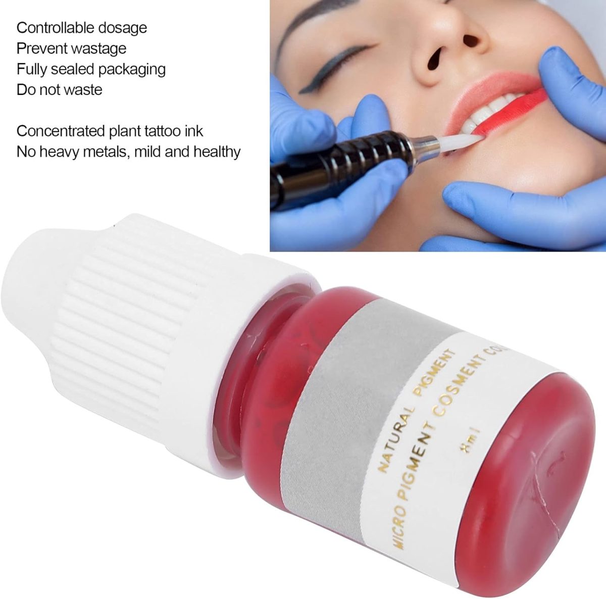 ⁦FOKFO Semi-permanent Tattoo Ink, Lip Tattoo Ink, 8ml(#3), Red⁩ - الصورة ⁦2⁩