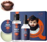 Azonee Beard Grooming Kit for Men, 3PCS Beard Wash, Beard Growth Oil, and Beard Balm for Thicker Beard Growth, Organic Beard Care Set