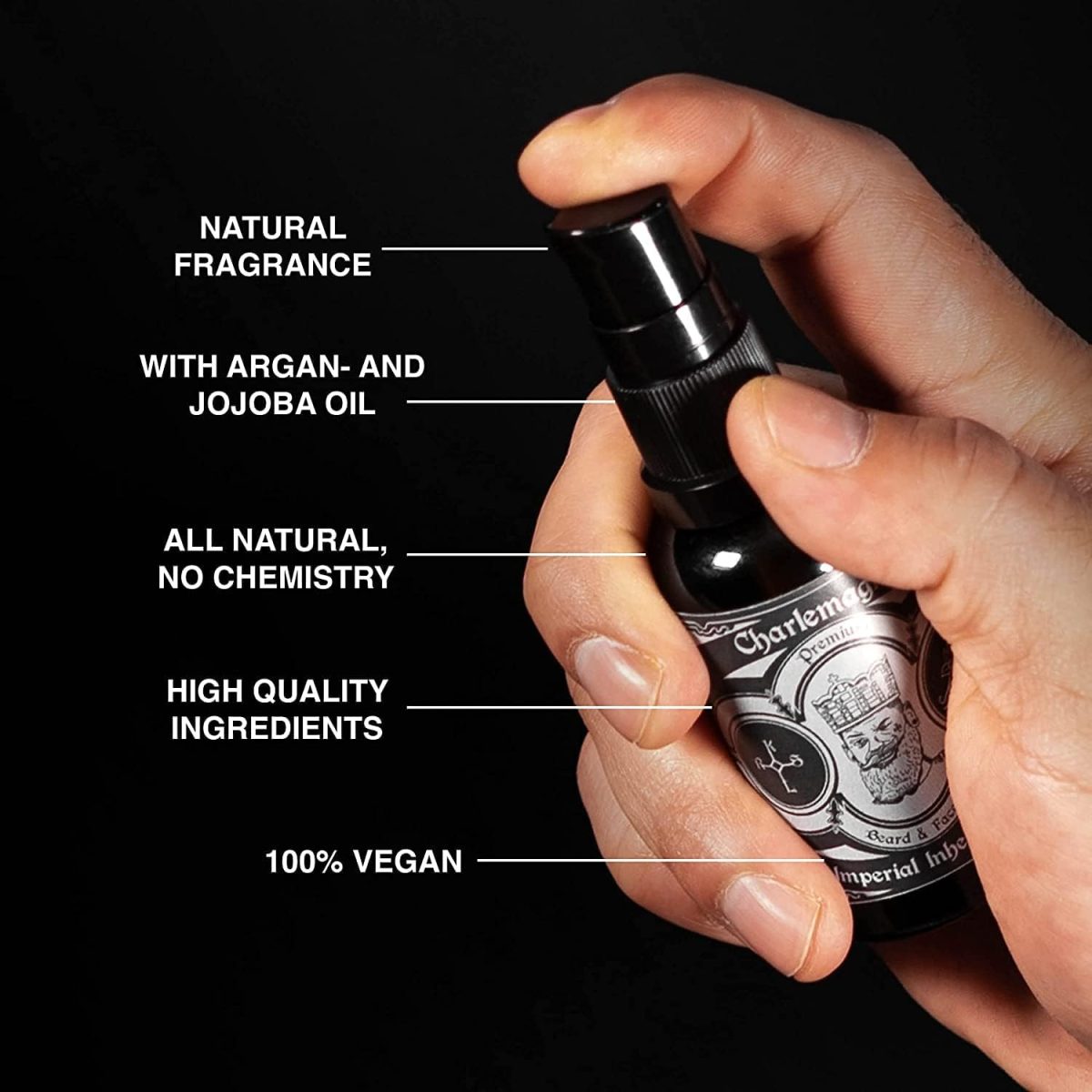 ⁦Charlemagne Beard Oil – 100% Vegan Vanilla Tobacco Fragrance – Natural Stimulates Growth – Men's Beard Oil Vegan – Made in Germany⁩ - الصورة ⁦2⁩