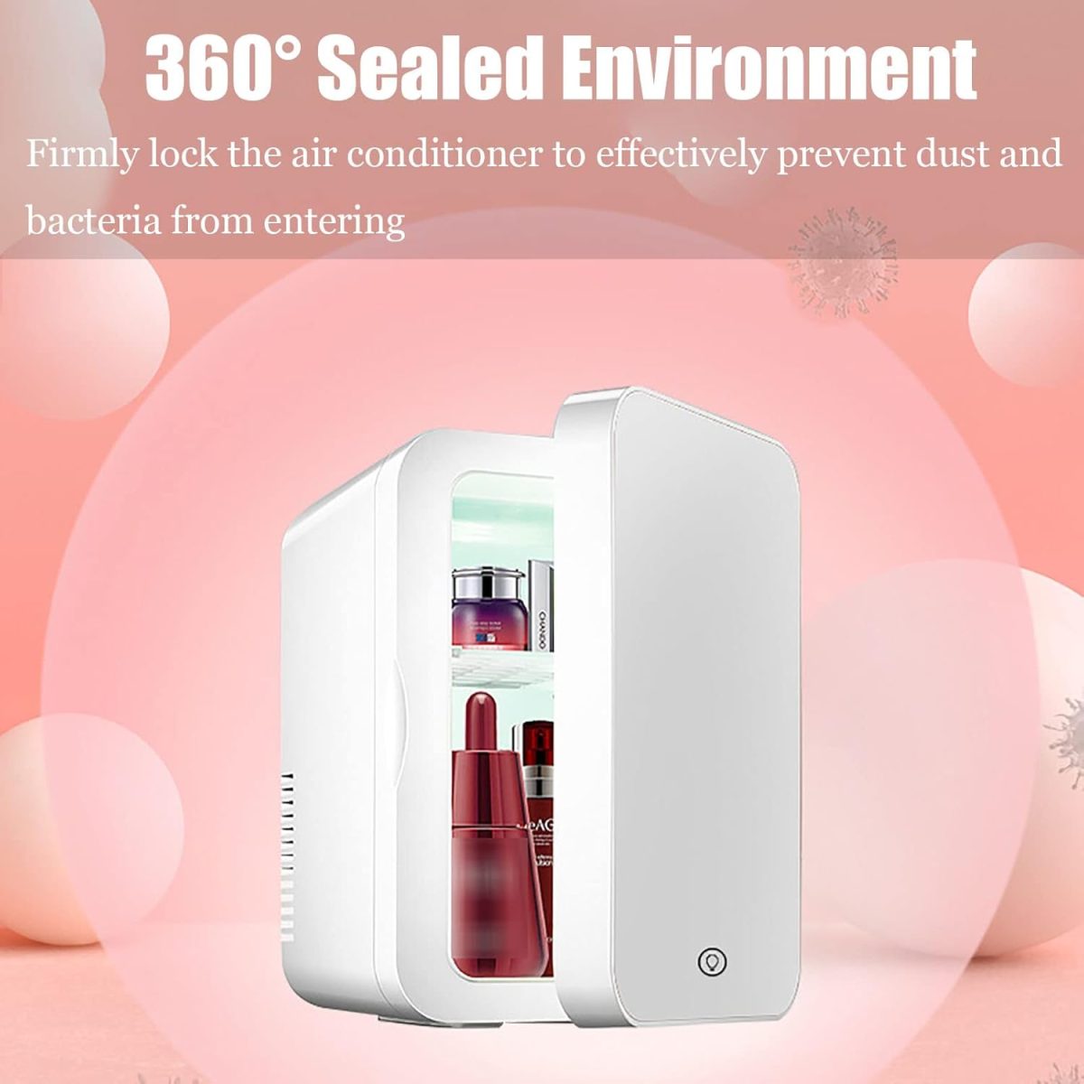 ⁦Makeup beauty mini fridge, 8l portable cosmetic refrigerator, makeup mirror fridge, led lighting, glass panel, used for beauty skin care in home/car⁩ - الصورة ⁦3⁩