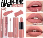 ⁦Azonee Matte Velvet Lipstick Set, 3 in 1 Lip Liner, Lip Gloss, and Lipstick Combo, Waterproof Long-Lasting Lip Makeup, Great Gift (#02+04+06)⁩ - الصورة ⁦6⁩