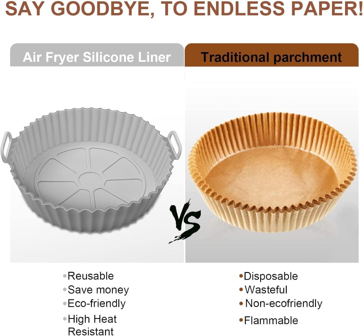 ⁦Air Fryer Silicone Pot,LinJie Air Fryer Silicone Basket Bowl,for 3 to 5 QT, Replacement of Flammable Parchment Paper, Reusable Food Safe Air Fryer Oven Accessories.(4 Pcs)⁩ - الصورة ⁦6⁩