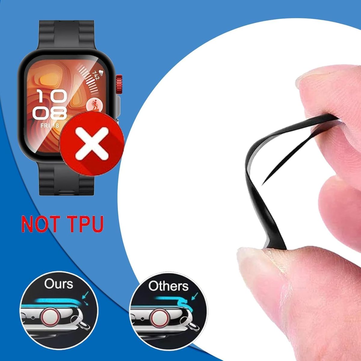 ⁦Vurtboly 2Pack Screen Protector Compatible with Huawei Watch Fit 4/4 Pro 2025 with Alignment Frame, 3D Full Coverage Composite material Waterproof Anti-Scratch for Huawei Watch Fit 4/4 Pro (Fit 4 Pro)⁩ - الصورة ⁦2⁩